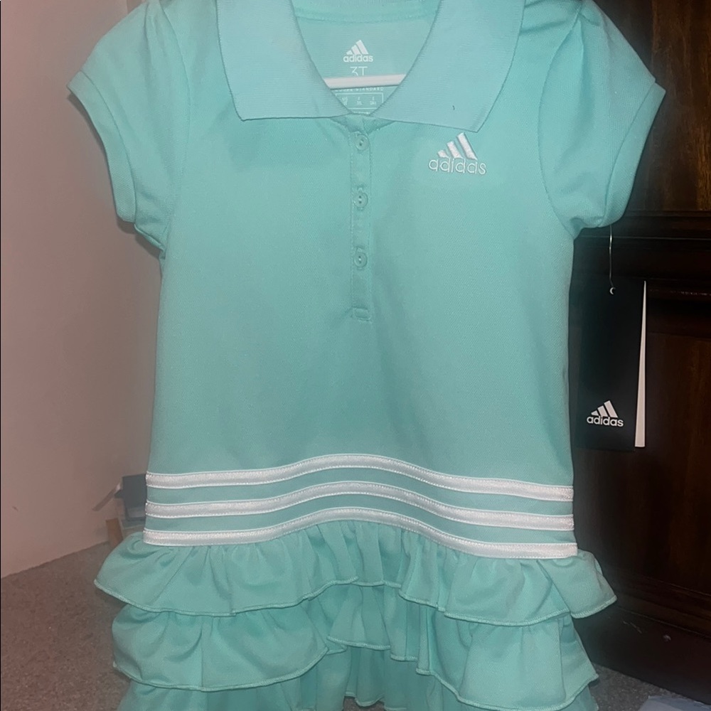 Adidas Blue Polo Top with Sporty Stripes